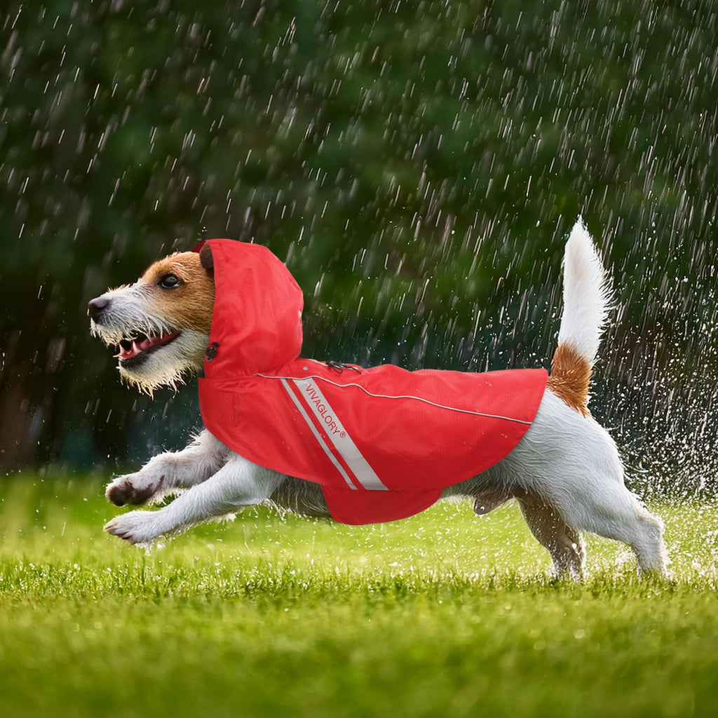 VIVAGLORY Wetoff Dog Raincoat, Rain Coat for Dog All Seasons Adventure, Rain Jacket with Harness Hole & Hood, Reflective Lightweight Waterproof for Doggy & Puppy, XXS, Blue