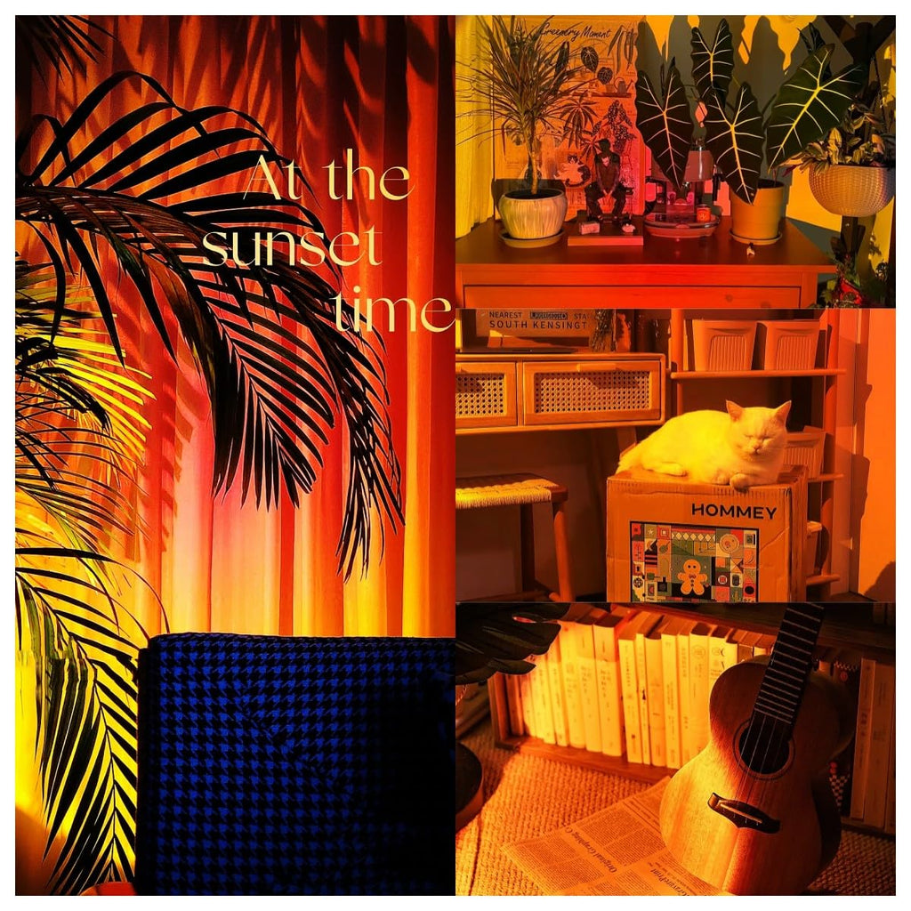 JIMEI Sunset Lamp Led Lights for Bedroom Aesthetic Room Decor Night Light Living Room Sun Sunlight Projector Christmas Decorations Gifts Party Orange