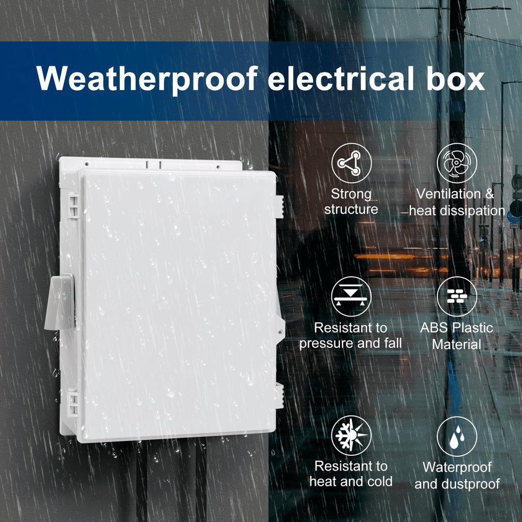 Namunanee Outdoor Electrical Junction Box, ABS Water Resistant Enclosure with Internal Mounting Panel & Hinged Cover, 9.2" H* 7" L* 4.6" W