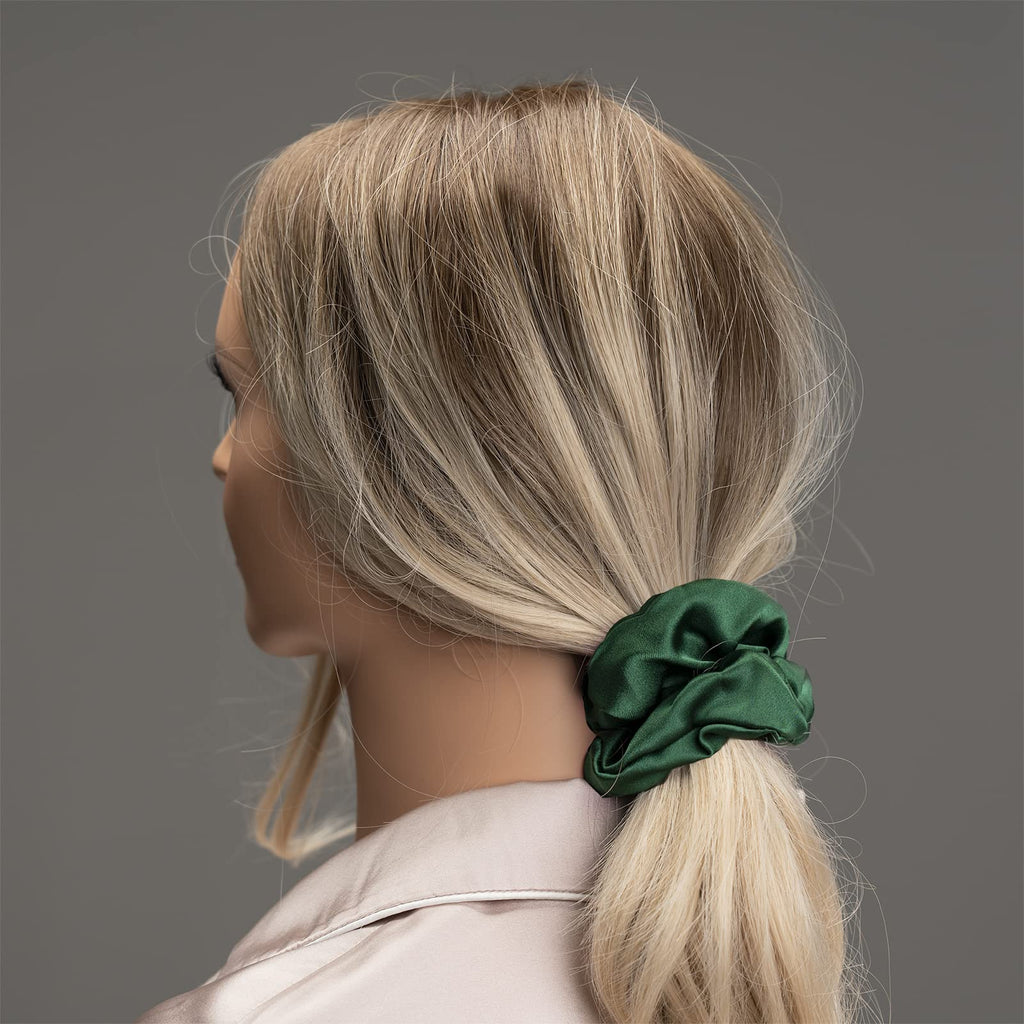 Silk Scrunchies for Hair 100% Mulberry Silk Hair Ties（Silver gray, Dark gray, Pink）