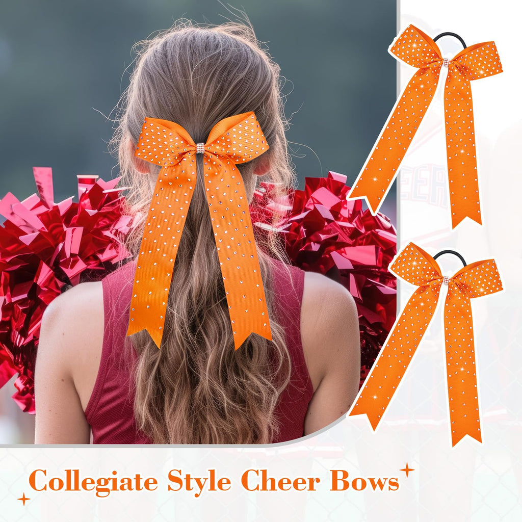 DEEKA 12 Count Collegiate Style Cheer Bows, Forest Green with Rhinestones, Handmade Bows for Girls Teens Cheerleader Sports