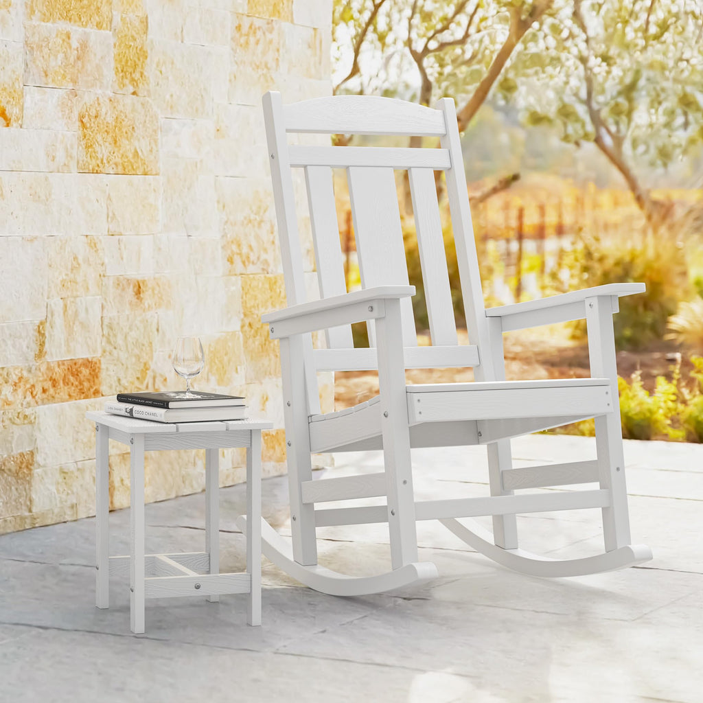 LUE BONA Rocking Chair Outdoor, Weather Resistant HDPS Plastic Rocker Chairs, 350lb Heavy Duty, Oversized Porch Rocker for Adult, High Back Smooth Rocking Chairs for Outdoor & Indoor, Aruba Blue