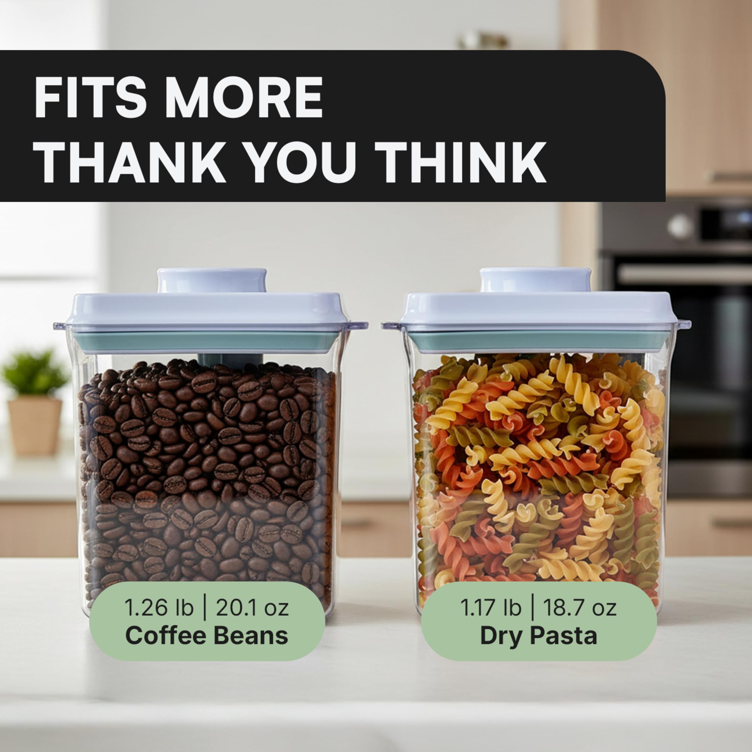 Bop Top Airtight Food Storage Containers with Lid 13.5 Cups / 108 oz | Kitchen Canister Sets | Air Tight Pantry Container | Pop Top Dry Food Storage Containers for Snacks, Sugar, Flour, Baking, Pasta