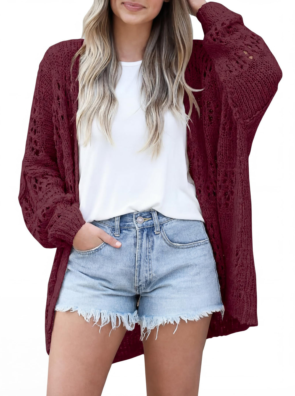 GRECERELLE Summer Crochet Cardigan Sweaters for Women | Lightweight, Open Front, Oversized, Boho Knit, Openwork, kimono Cover Up