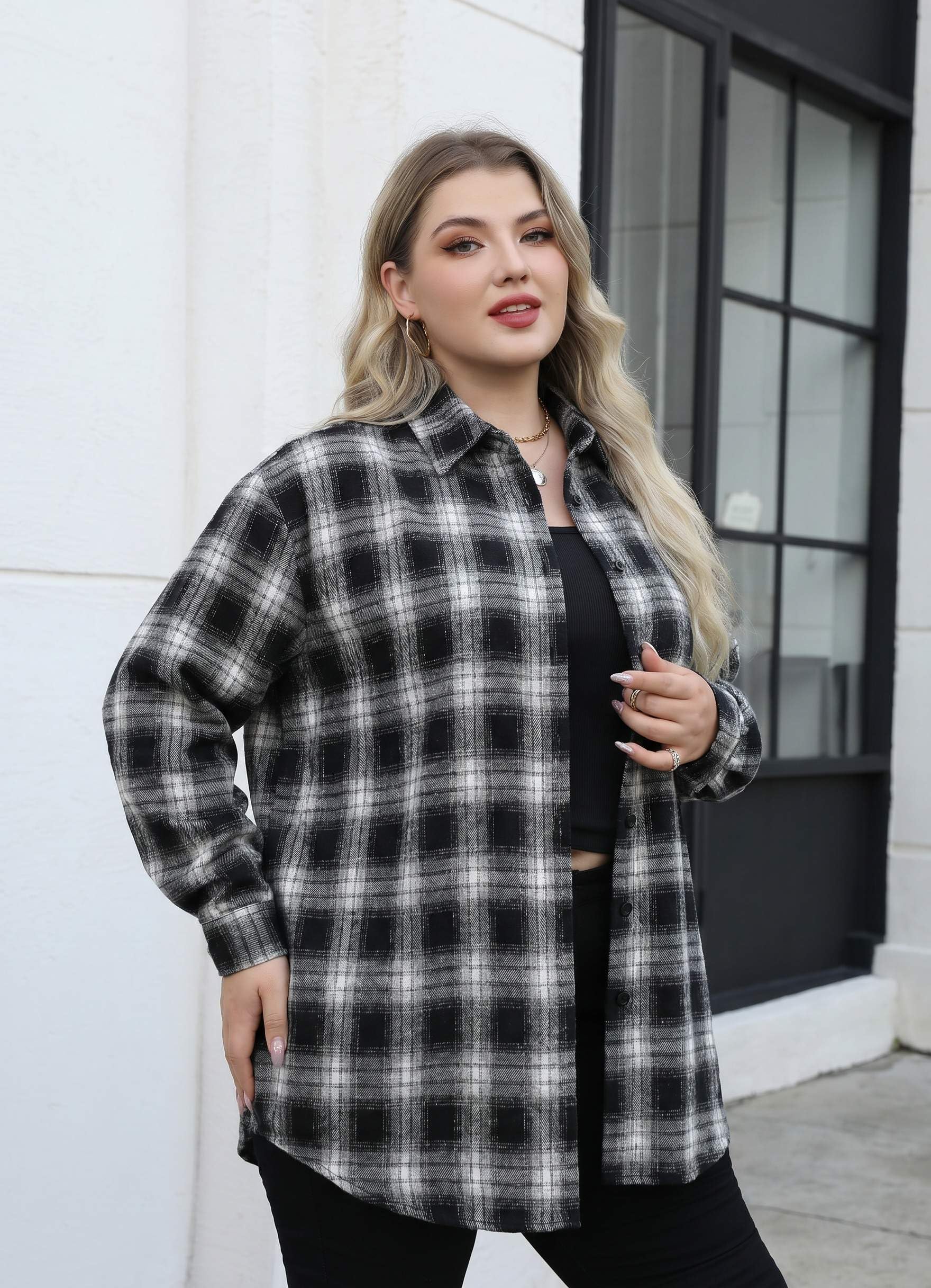 Zeagoo Womens Plus Size Flannel Shirts Plaid Shirts Long Sleeves Casual Button Down Collared Shacket Tops