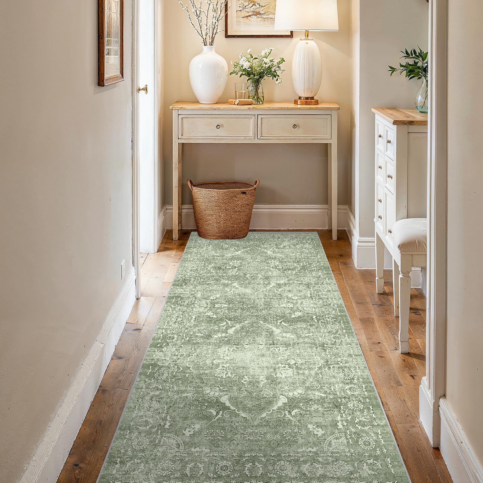 2x5 Washable Kitchen Runner Rug - Soft Low Pile Floral Animal Cat Print Rugs with Non-Slip Backing Waterproof Stain-Resistant Indoor Carpet for Hallway Entryway Bathroom Bedroom (Black)