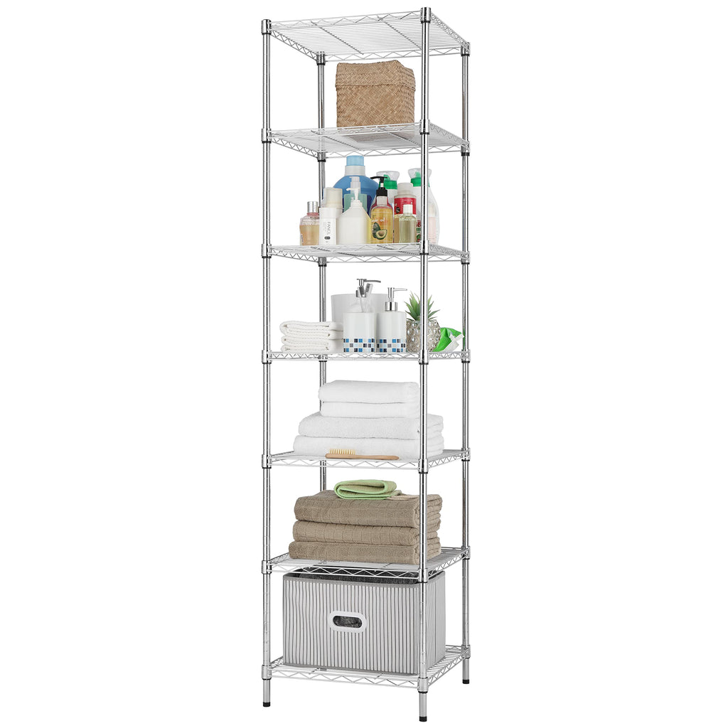 Finnhomy Heavy Duty 5 Tier Wire Shelving Unit, 18x18x59-inches 5 Shelves Storage Rack, Metal Shelving with Thicken Steel Tube, NSF Certified, Chrome