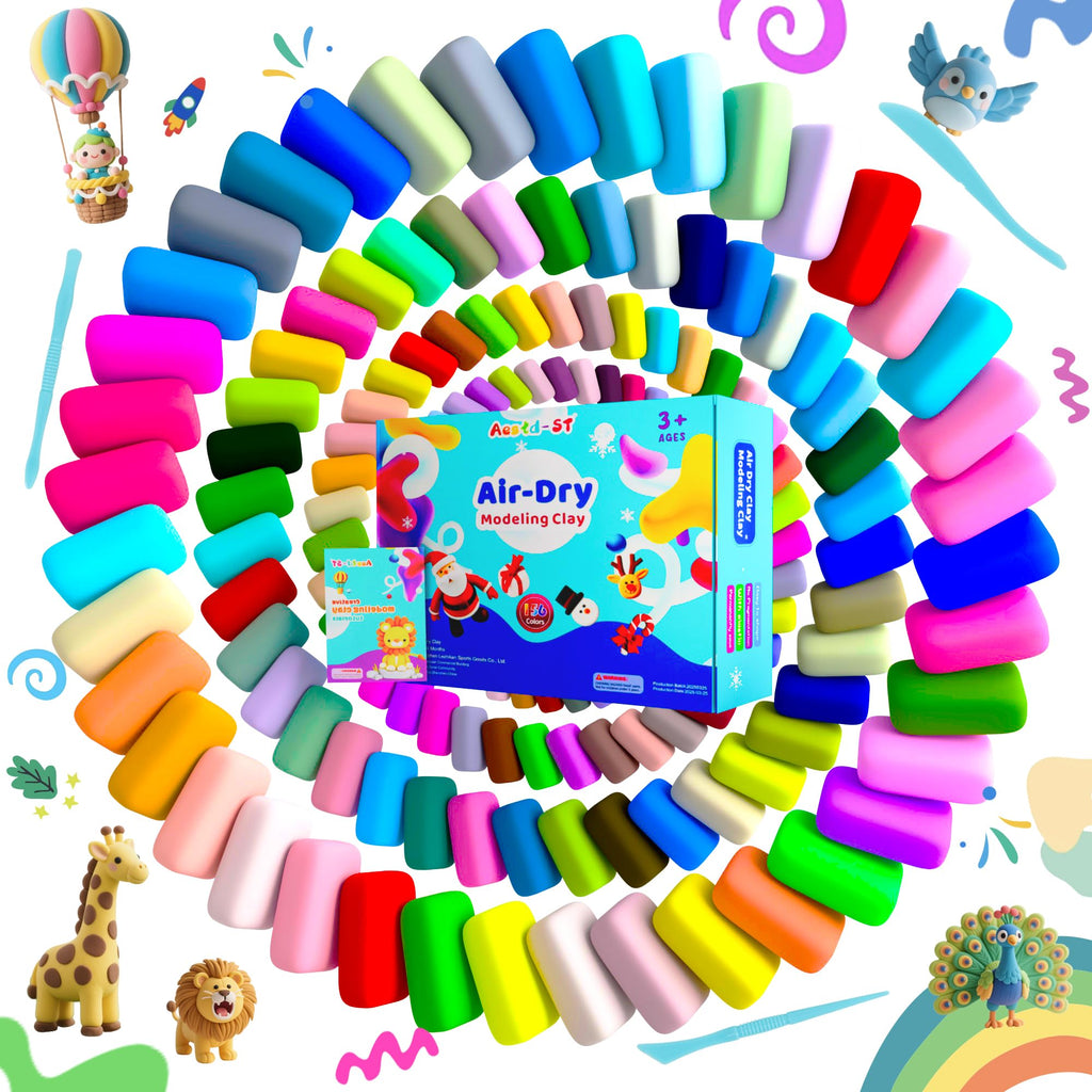 Air Dry Clay 102 Colors, Modeling Clay for Kids, Magic Clay, DIY Molding Clay Kit with Sculpting Tools, Soft and Non-Sticky, Arts and Crafts Gift for Boys Girls Kids