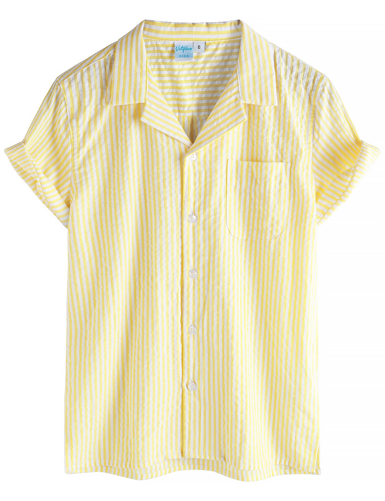 VATPAVE Boys Button Down Shirt Short Sleeve Casual Hawaiian Shirt Cuban Collar Summer Beach Shirts with Pocket