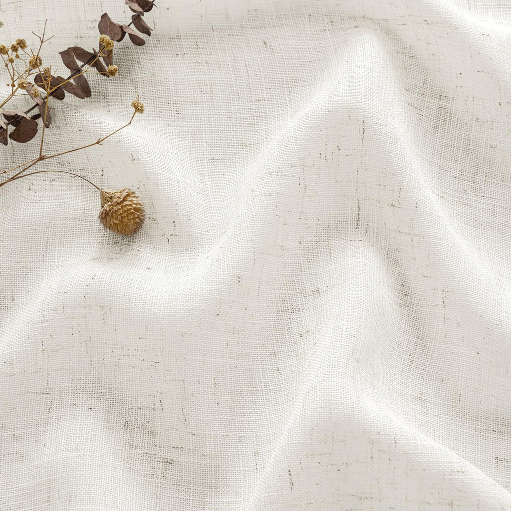 MIULEE Pinch Pleated Linen Curtains 84 Inches Long 2 Panels for Bedroom Living Room, Soft Thick Linen Textured Window Drapes Back Tab Hooks Semi Sheer Light Filtering Farmhouse，Beige
