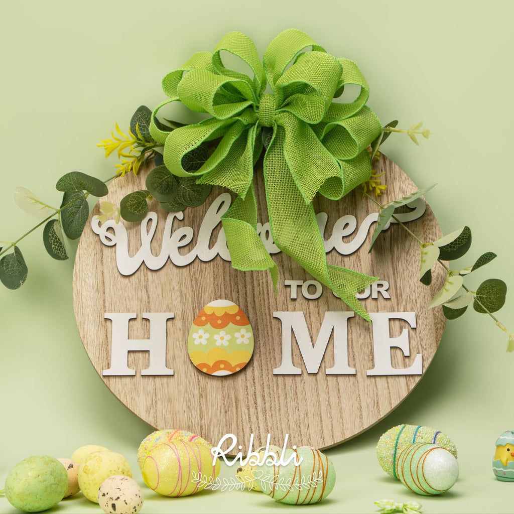 Ribbli Cinta con alambre de arpillera verde manzana, 1-1/2 pulgadas x 10 yardas, cinta con borde con alambre para lazo grande, corona, decoración de árbol, decoración al aire libre