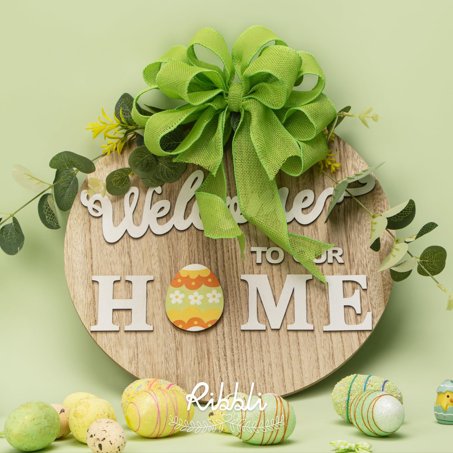 Ribbli Cinta con alambre de arpillera verde manzana, 1-1/2 pulgadas x 10 yardas, cinta con borde con alambre para lazo grande, corona, decoración de árbol, decoración al aire libre
