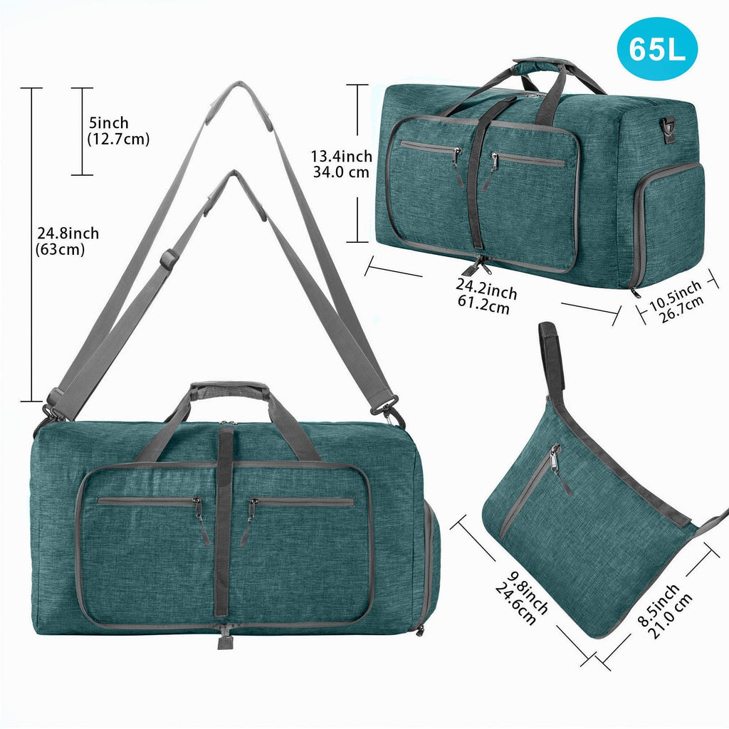 Vomgomfom 65L/85L/115L Foldable Travel Duffle Bag, Lightweight Checked Luggage with Shoe Compartment, Water-Resistant Weekender Overnight Bag for Men & Women