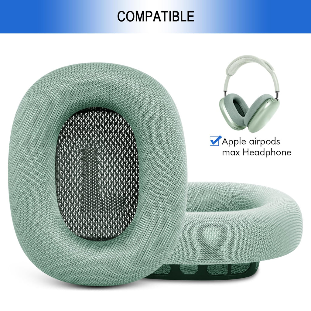 Ear Cushions for AirPods Max - Mesh Fabric Ear Cups Cover Replacement - Upgraded Cushion for Apple Air Pods Max Headphones (Green)