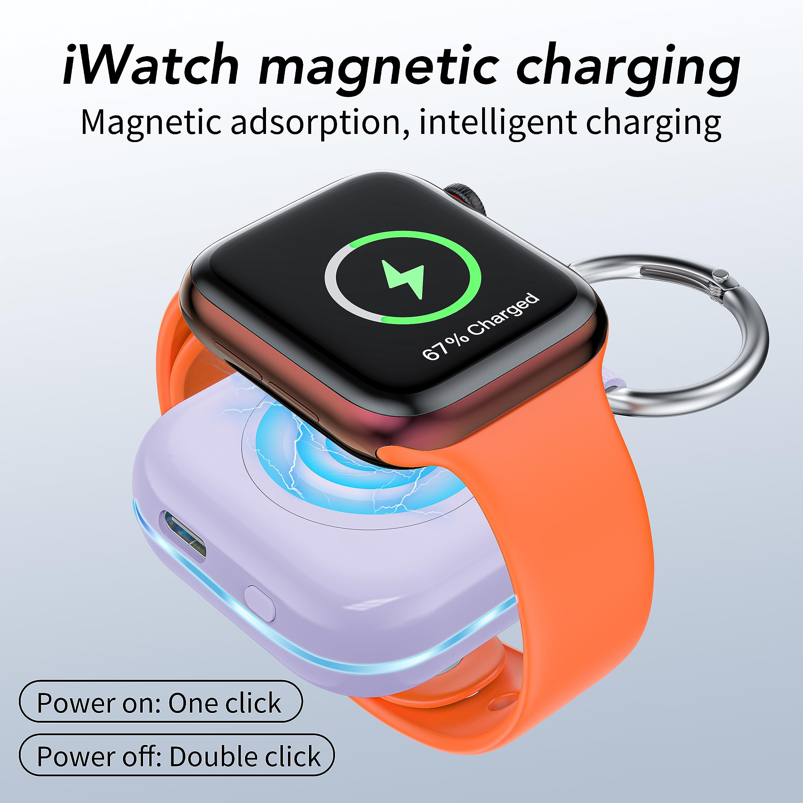 HUOTO Portable Charger for Apple Watch,Wireless Magnetic iWatch Charger 1200mAh Power Bank Travel Keychain Accessories Smart Chargers for Apple Watch Series 11/10/9/8/7/6/SE/5/4/3/2/1/UItra/UItra 2