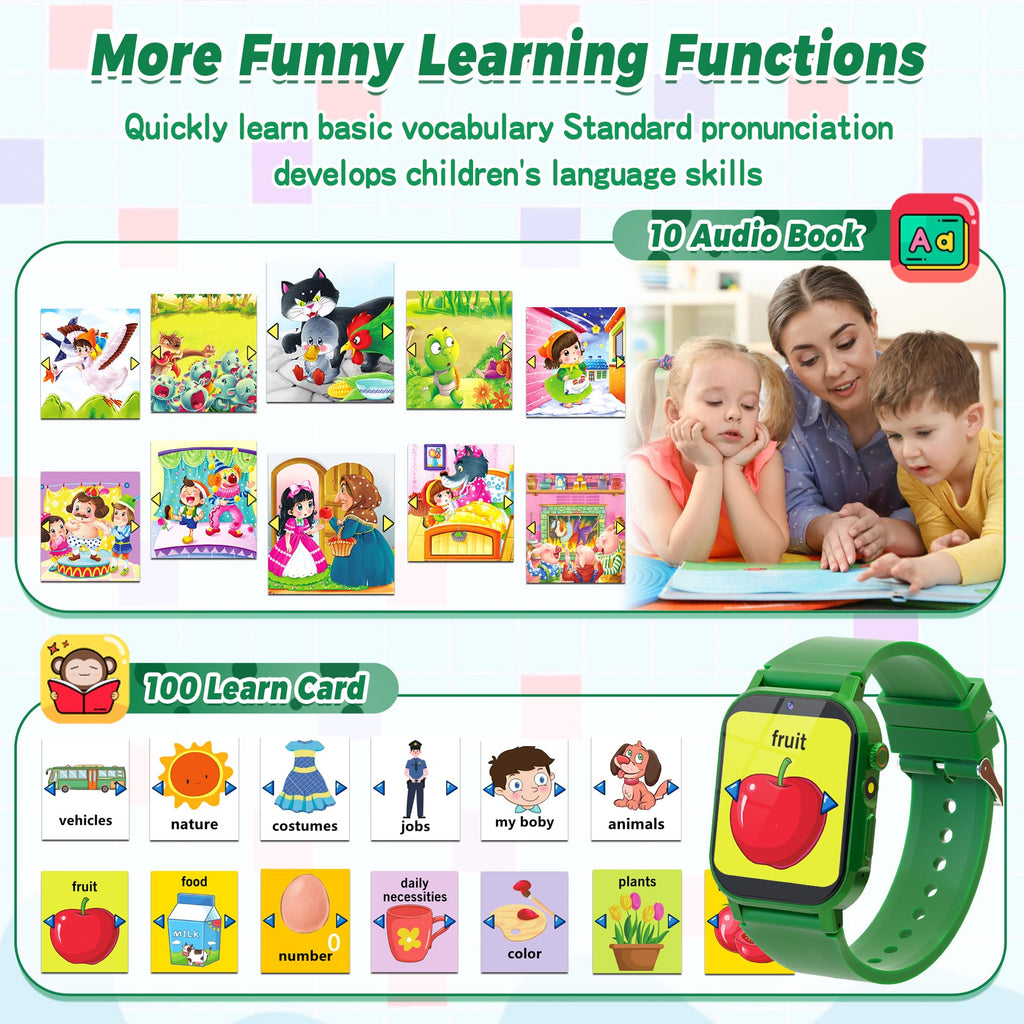 Kids Smart Watch Boys, Kids Game Smart Watch with 32 Games HD Touch Screen Video Camera Music Player Audiobooks Pedometer Flashlight Alarm Clock 12/24 hr, Toys Gift for 3-12 Years Old Boys Girls