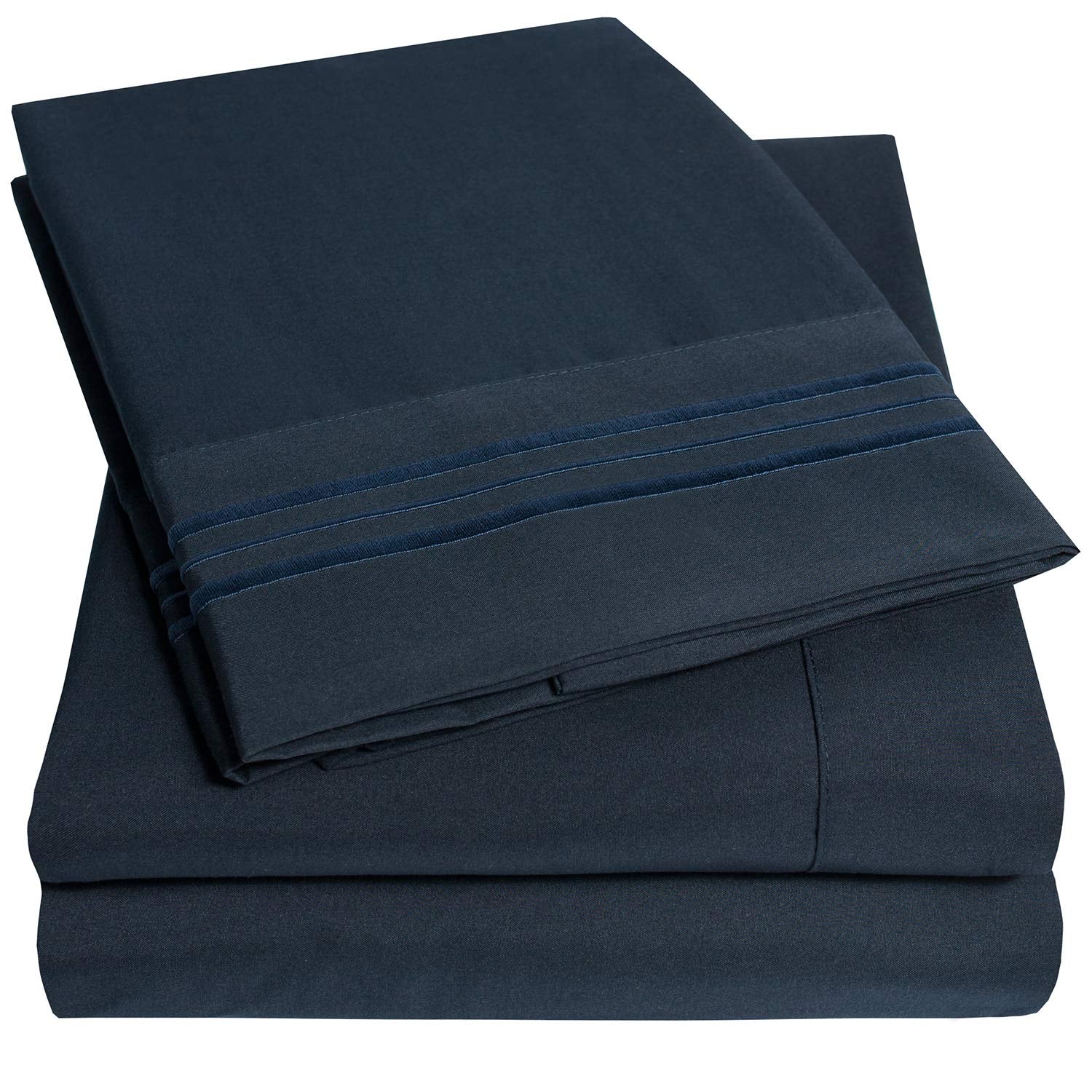 1500 Supreme Collection Extra Deep Pocket Sheets Set - Luxury Soft Bed Sheets, Wrinkle Free, Bedding, Over 40 Colors, 21 inch Extra Deep Pocket, Twin, Black