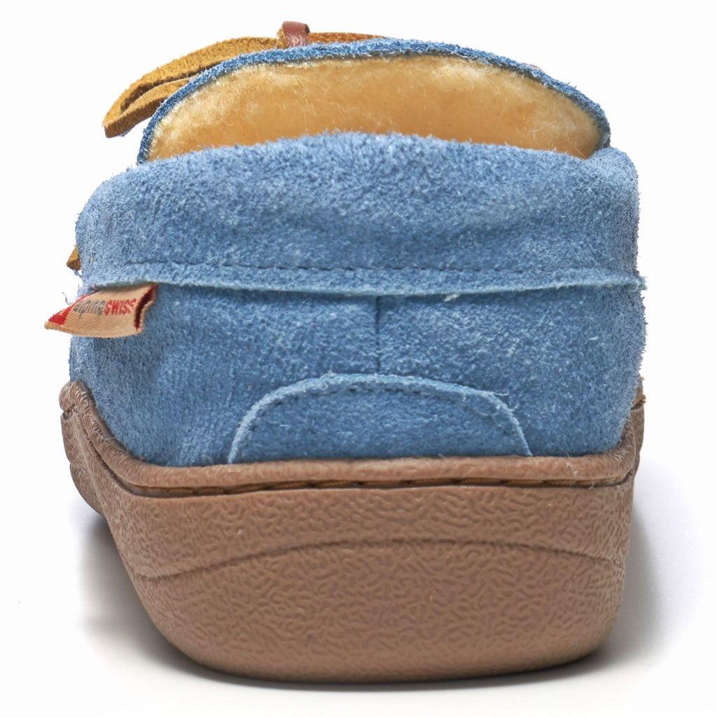 Alpine Swiss Sabine Womens Moccasin Slippers Genuine Suede House Shoe Memory Foam Insole Plush Faux Shearling Fur Indoor Outdoor Anti-Slip Rubber Sole