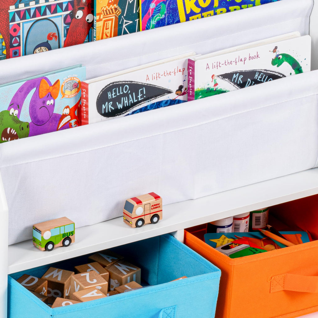 UTEX Kids Sling Bookshelf - Kids Magazine Rack with Organizer, Book Organizer (Espresso)