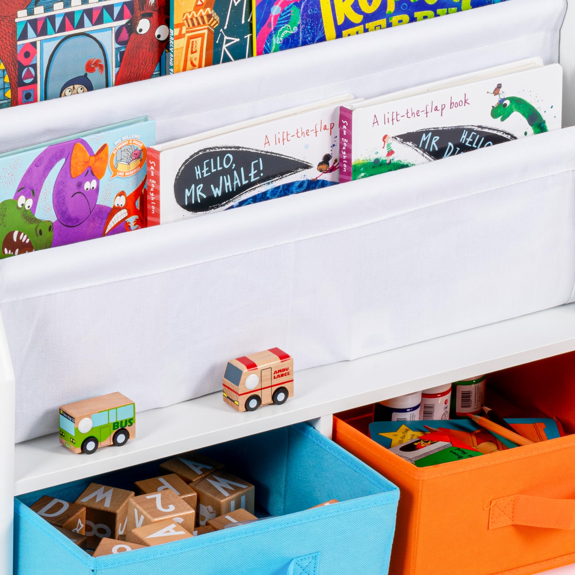 UTEX Kids Sling Bookshelf - Kids Magazine Rack with Organizer, Book Organizer (Espresso)