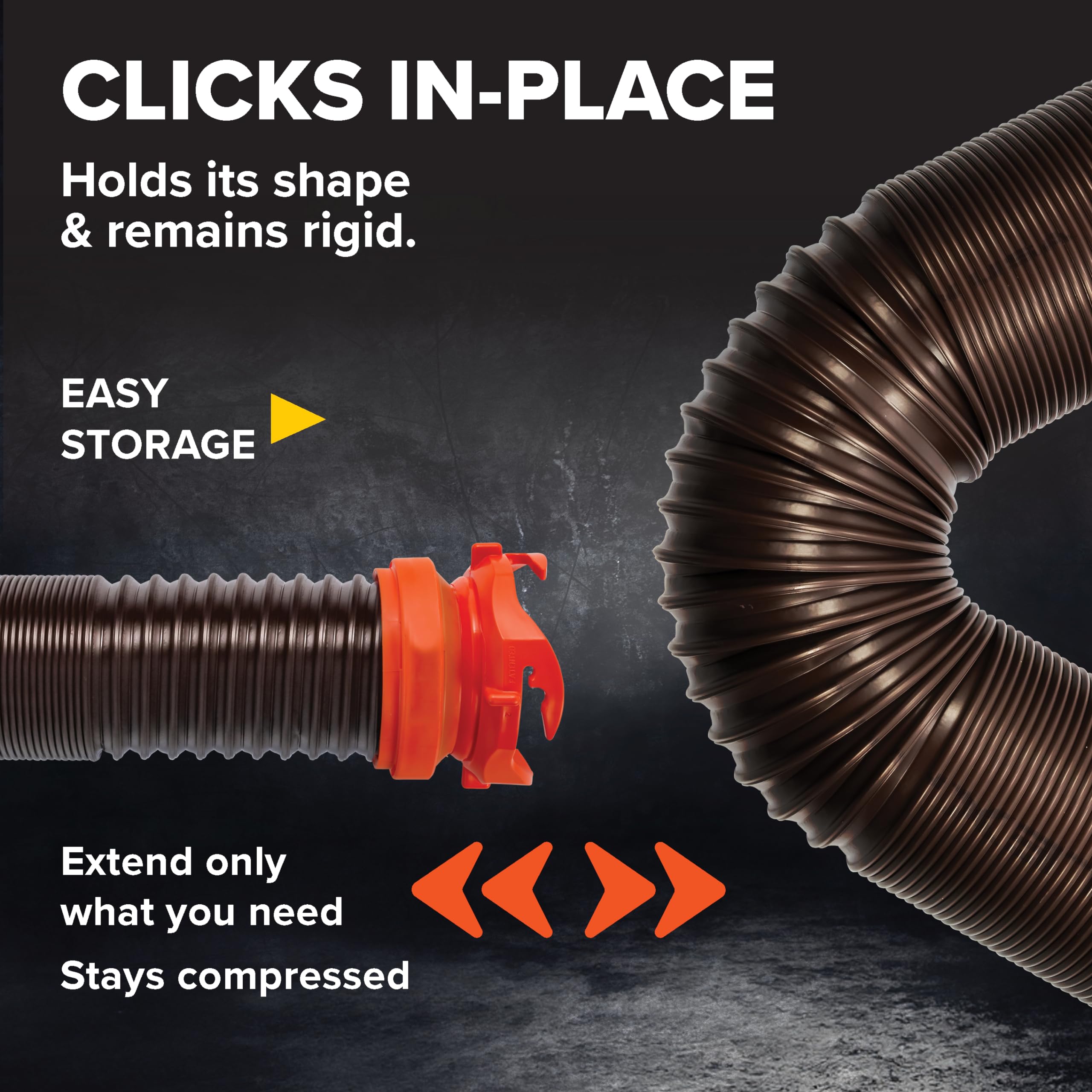 Camco RhinoFLEX 15' RV Sewer Hose Kit — Includes 4-in-1 Adapter, Clear Elbow, & Caps — Connects to 3″ Slip & 3″, 3 1/2″, 4″ NPT Threaded Sewer Connections (39770)
