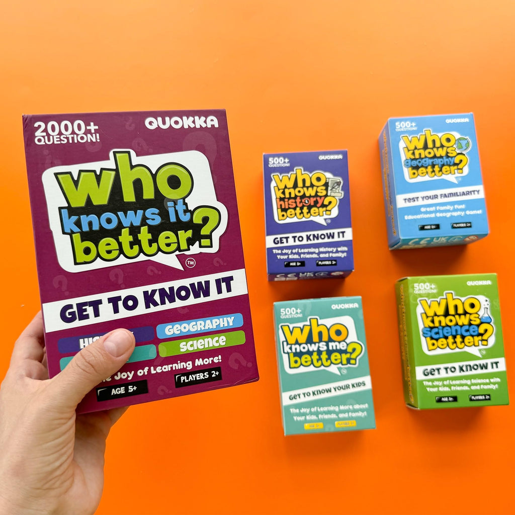 Family Board Games for Kids and Adults - Trivia Card Games for Kids 8-12 and Adults - Who Knows Me Better for Family Game Night - 500+ Facts Questions from Ages 6-8 — Fun Travel Car Activities for 5+
