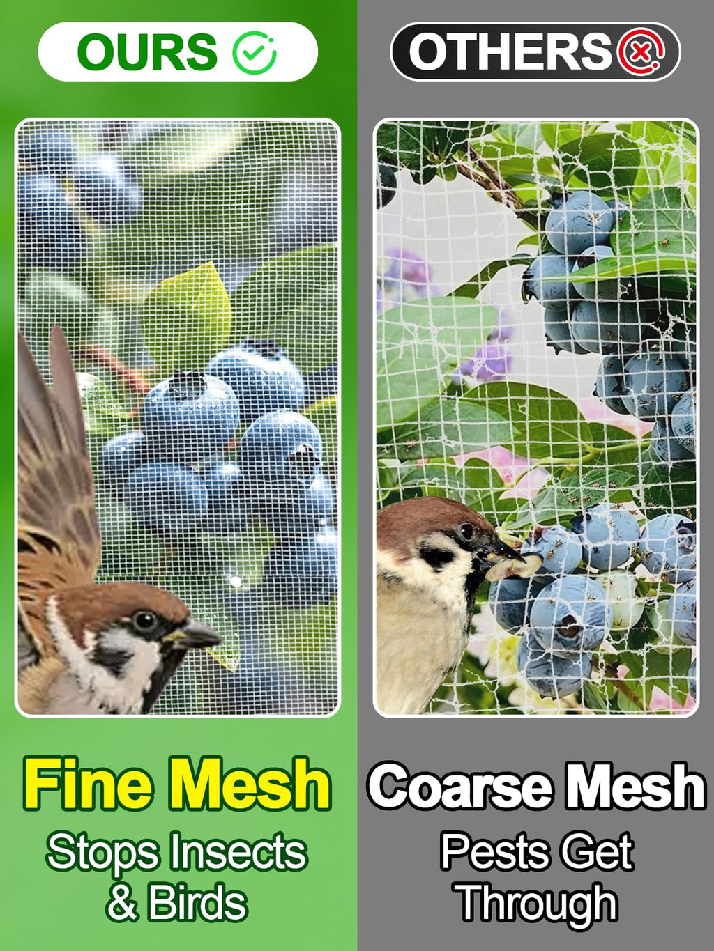 4x10ft Garden Netting - Ultra Fine Mesh Plant Covers to Keep Small Animals Pest Out, Bird Barrier for Protecting Vegetables Fruits Flowers Raised Beds (Without Support Pole)