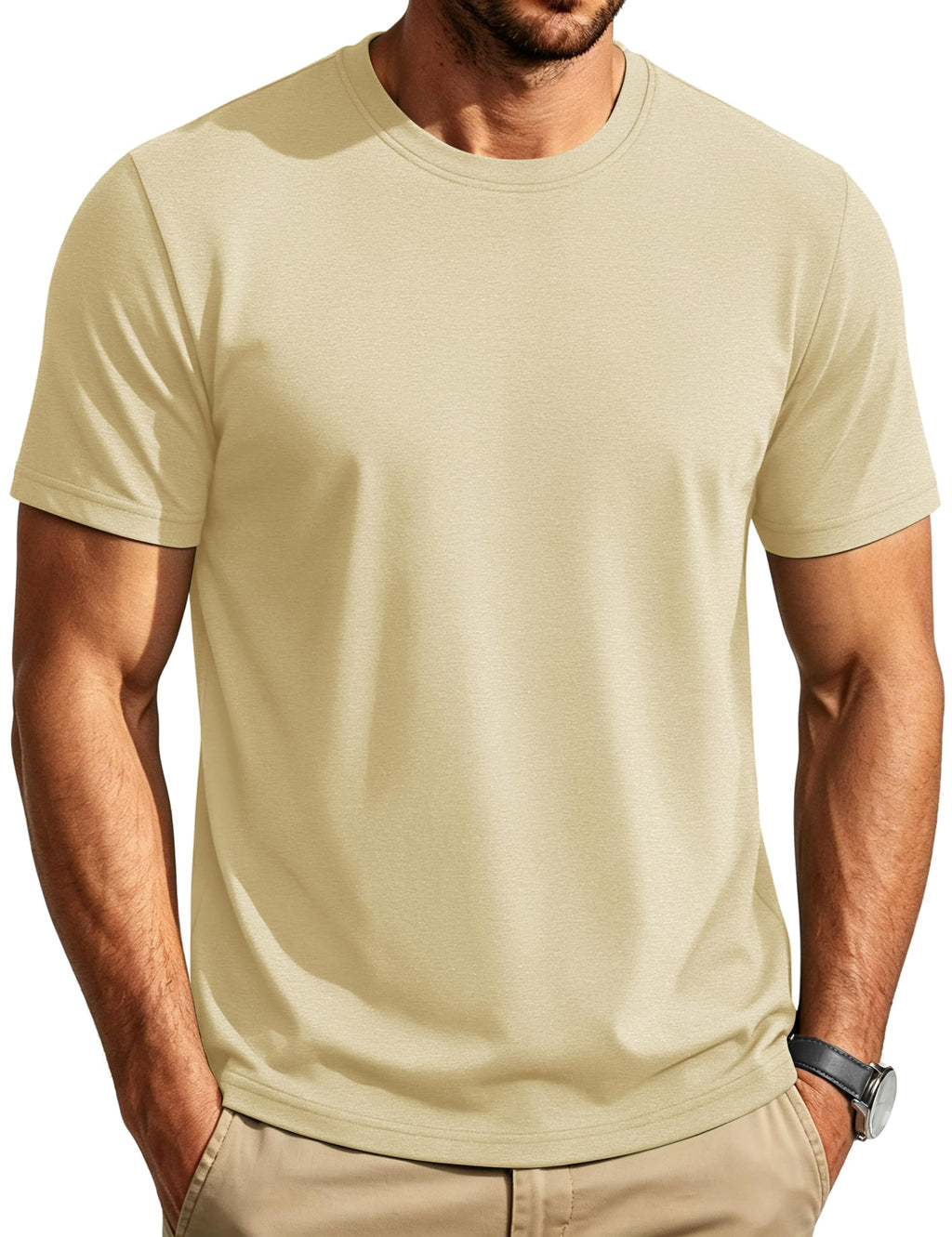 Cotrasen Mens T-Shirts Short Sleeve Cotton Crew Neck Lightweight Moisture Wicking Casual Soft Basic Plain Tee Shirts
