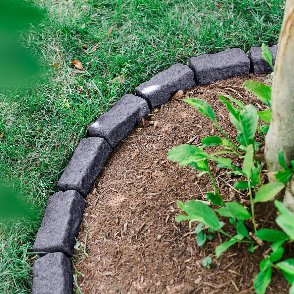 Beuta Landscape Edging | Garden Edging Border | Faux Stone Bricks for Lawn edging, Flower beds, Pathways & Yard Edging– 1 Pack | Each Section Has 6 Bricks 48"L x 4"W x 2.25"H | 3 Spikes |Cobblestone