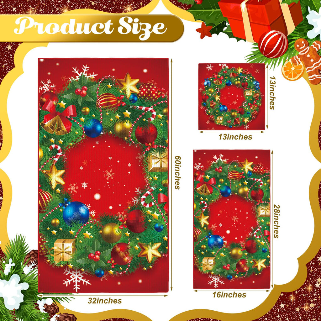 Preboun 3 Pack Christmas Gnome Bathroom Towels Set - Christmas Tree Hand Towels, Winter Snowflake Bath Towels, Soft Absorbent Dish Towels for Bathroom, Kitchen, Home, Hotel, Beach, Gym, Spa