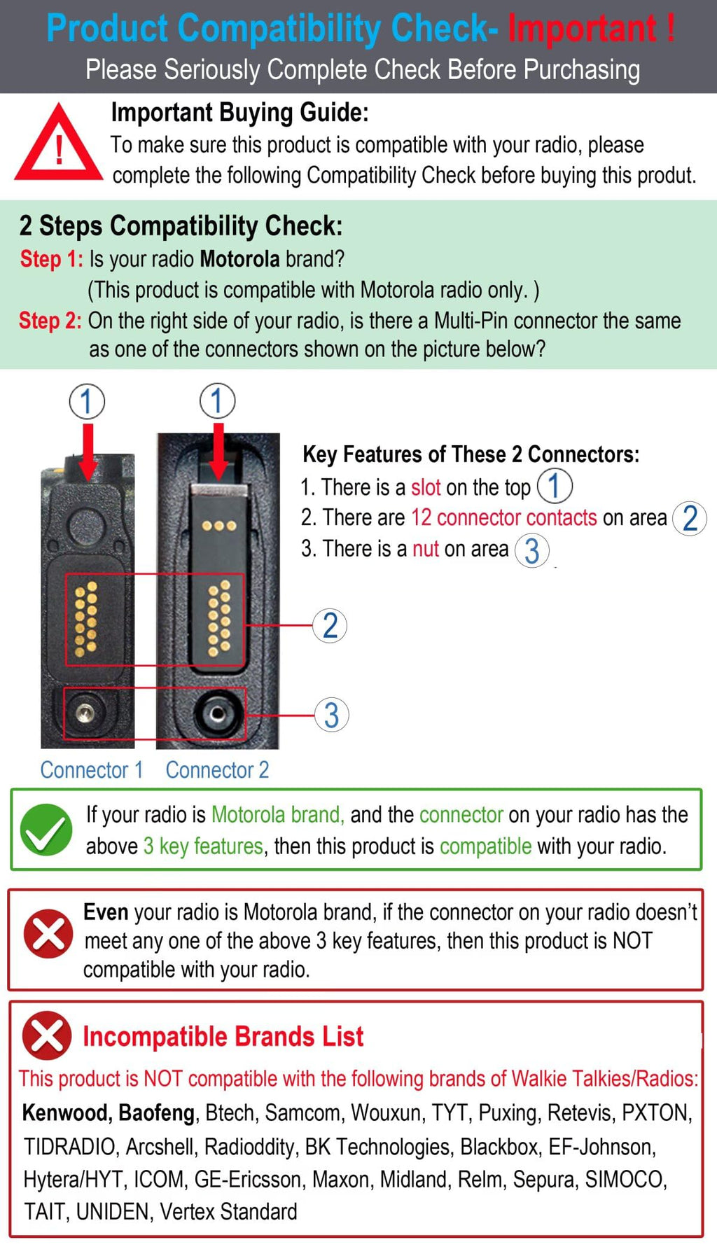 commountain Speaker Mic Compatible for Motorola Radios APX-6000 XPR-7550e APX-8000 (7000 4000) XPR-7350e (7580e 7380e 7550 7350) APX6000 APX7000 APX8000 XPR7550 XPR7550e, Shoulder Microphone