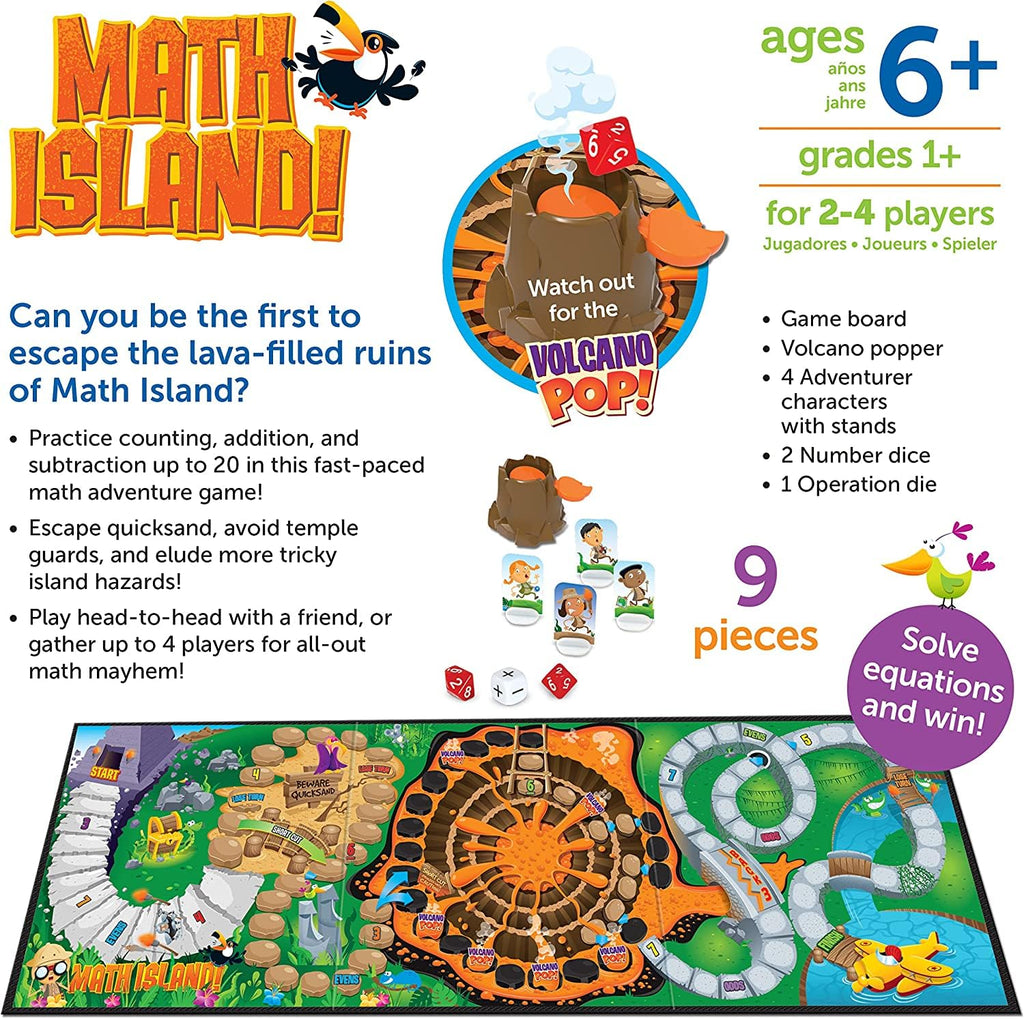 Learning Resources Math Island Addition & Subtraction Game - Math Manipulatives, Educational Board Toys, Classroom Flash Cards , Volcano Toy, STEM Kids, Gifts for Boys And Girls , Montessori