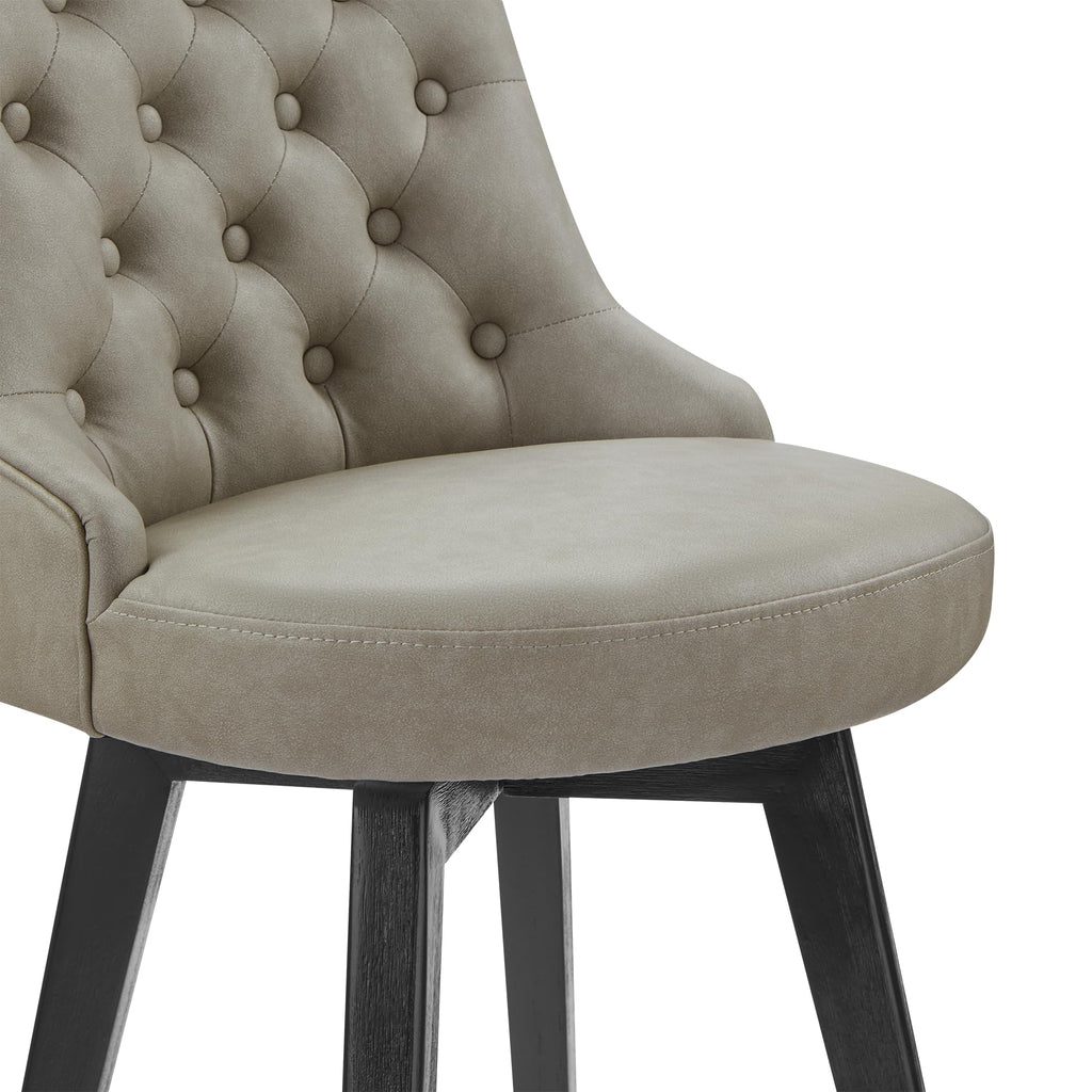 Watson & Whitely Counter Height Bar Stools, Performance Fabric Upholstered Modern Swivel Barstool with Back, Solid Wood Legs, 26" H Seat, Flint Grey