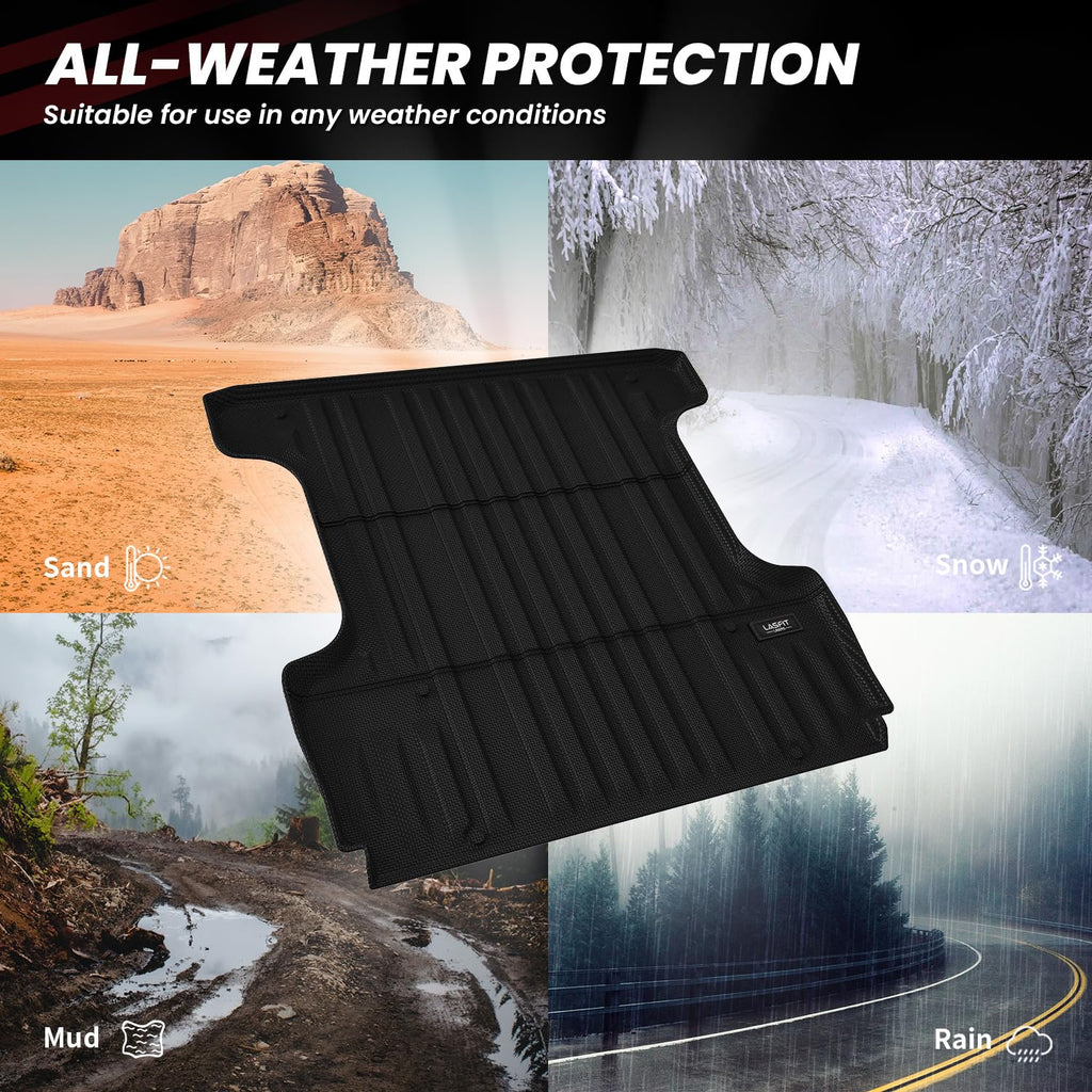 LASFIT Truck Bed Mat for 2009-2016 Ford F250 F350 F450 6.75ft Super Duty 81.9'' Bed Liner(Not fit with Drop-in Bed Liner), TPE 100% All Weather Car Bed Mat for F-250 F-350 F-450,1PCS Black