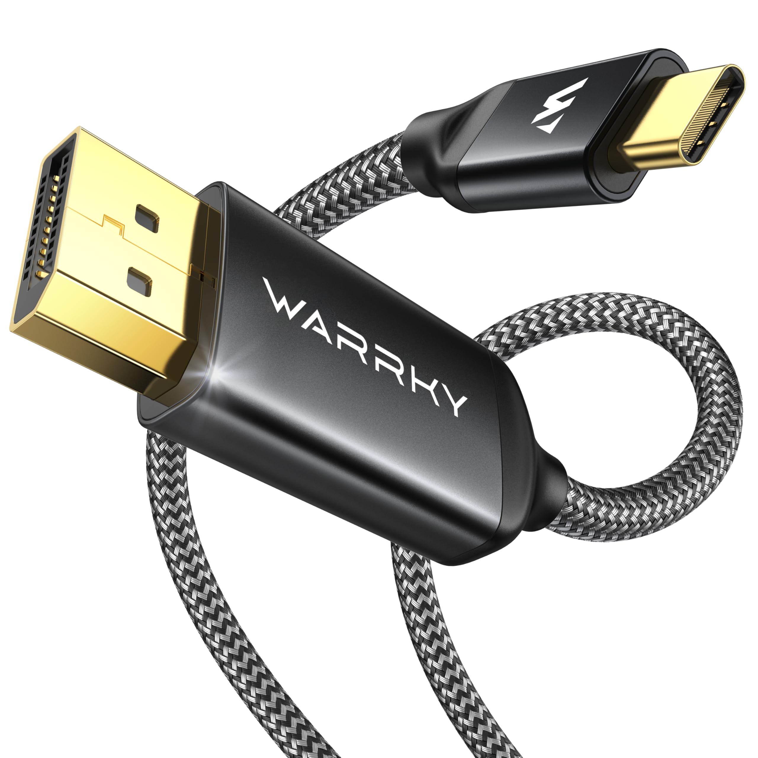 Warrky USB C to DisplayPort Cable for Office and Gaming (8K 60Hz, 4K 240/144Hz) Aluminum Type-C to Display Port (DP) Cord [Thunderbolt 3/4 Compatible] for iPhone 15 Series, iPad, Galaxy -3.3ft
