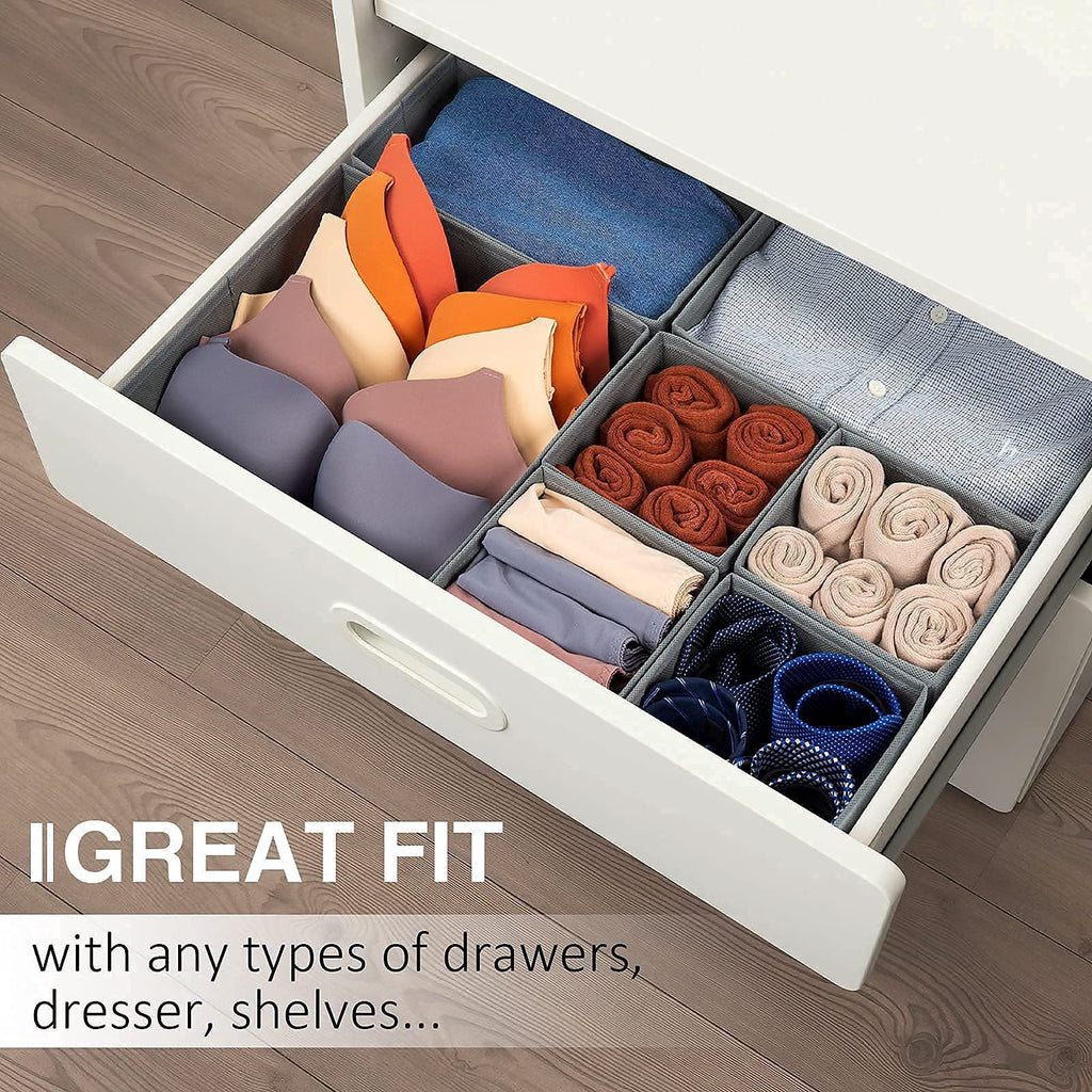 Criusia Drawer Organizer Clothes, 8 Pack Underwear Drawer Organizer, Foldable Cloth Storage Box Closet Organizers and Storage for Clothes, Socks, Scarves, Ties (Beige)
