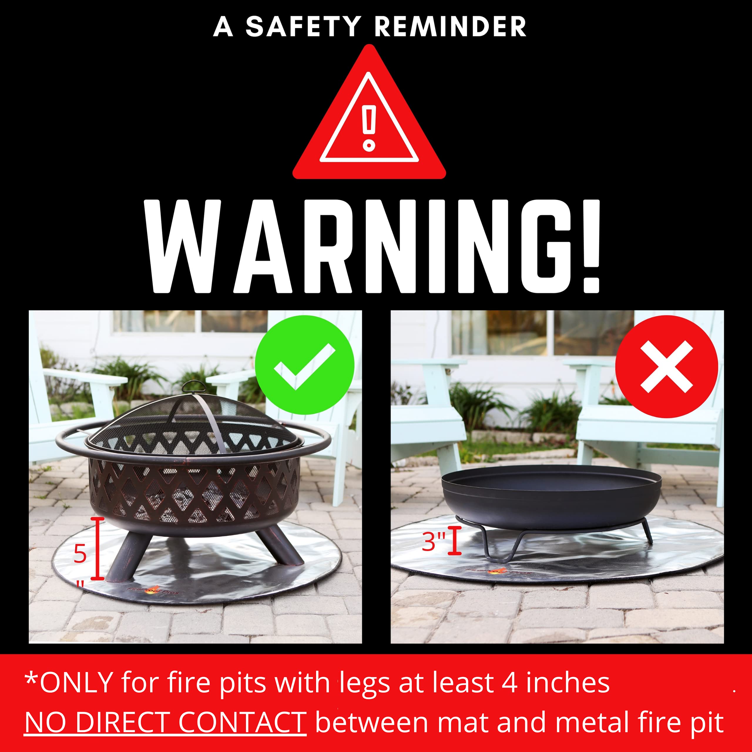 Fire Pit Mats for Under fire Pit 24" Round Non Combustable Heat Deflector Fire Resistant Fireproof Mat/Fireplace Mat. Pad Protector for firepit, Grill