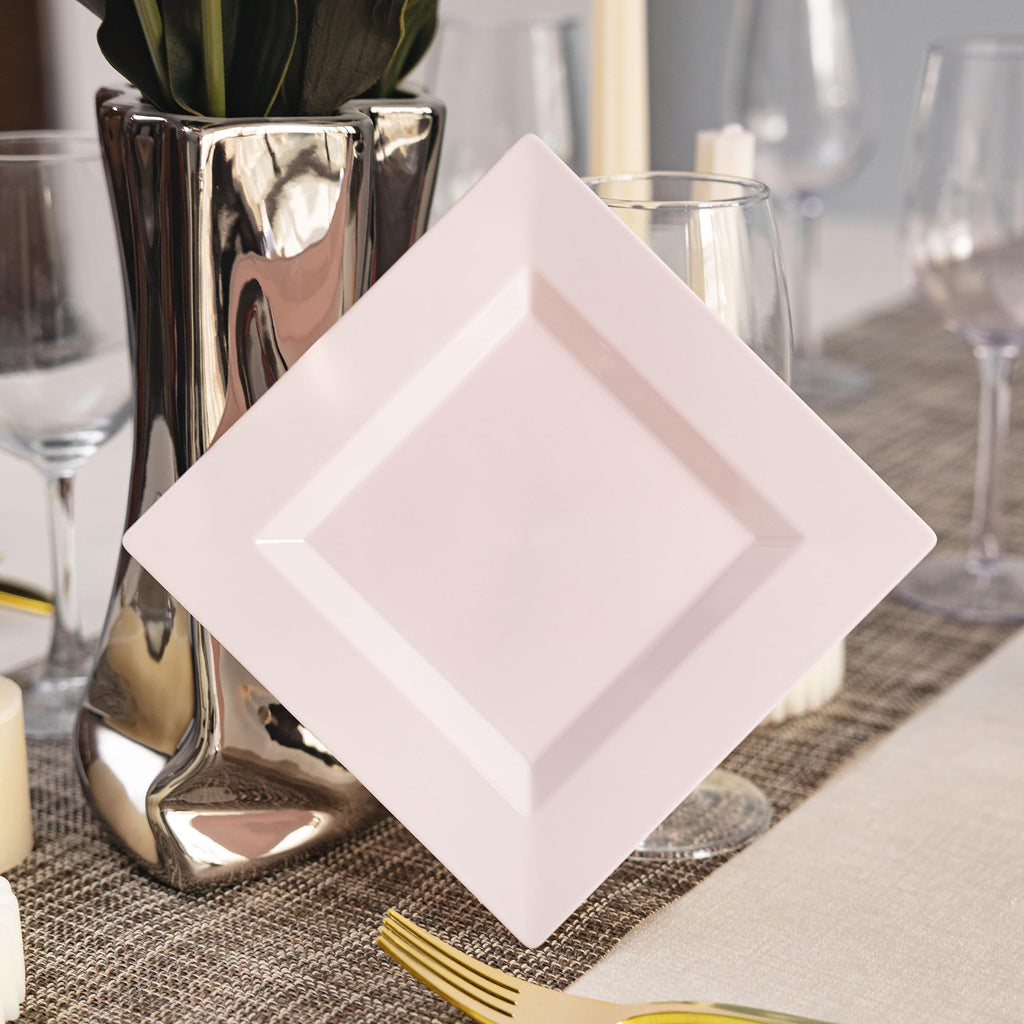100 Pack Black Plastic Square Dessert Plates, 6.5" Disposable Salad Plates Heavy Duty Plates for Party, Wedding, Christmas, Easter