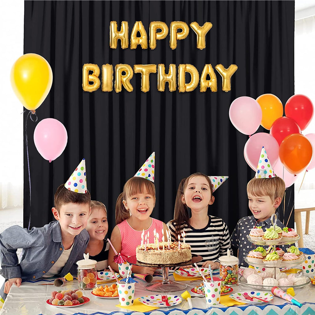 10 x 10 Feet Black A Backdrop Curtain for Partie, Background Curtains for Photoshoot, Birthday, Wedding, Halloween, Thanksgiving, Christmas, New Year Party Decorations 5Ft x 10Ft, 2 Panels