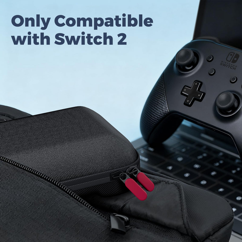 ProCase Carrying Case for Nintendo Switch 2 (2025) with 24 Game Card Slots, Hard Portable Travel Case Storage Bag Protective Pouch for 2025 Nintendo Switch 2 Console AC Adapter & Accessories -Black,L