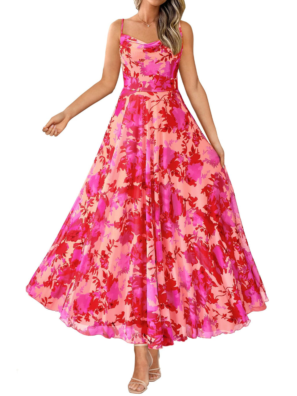 BTFBM Women Summer Floral Maxi Dresses Elegant Spaghetti Strap Dress Printed Party Dress Beach Long Dresses