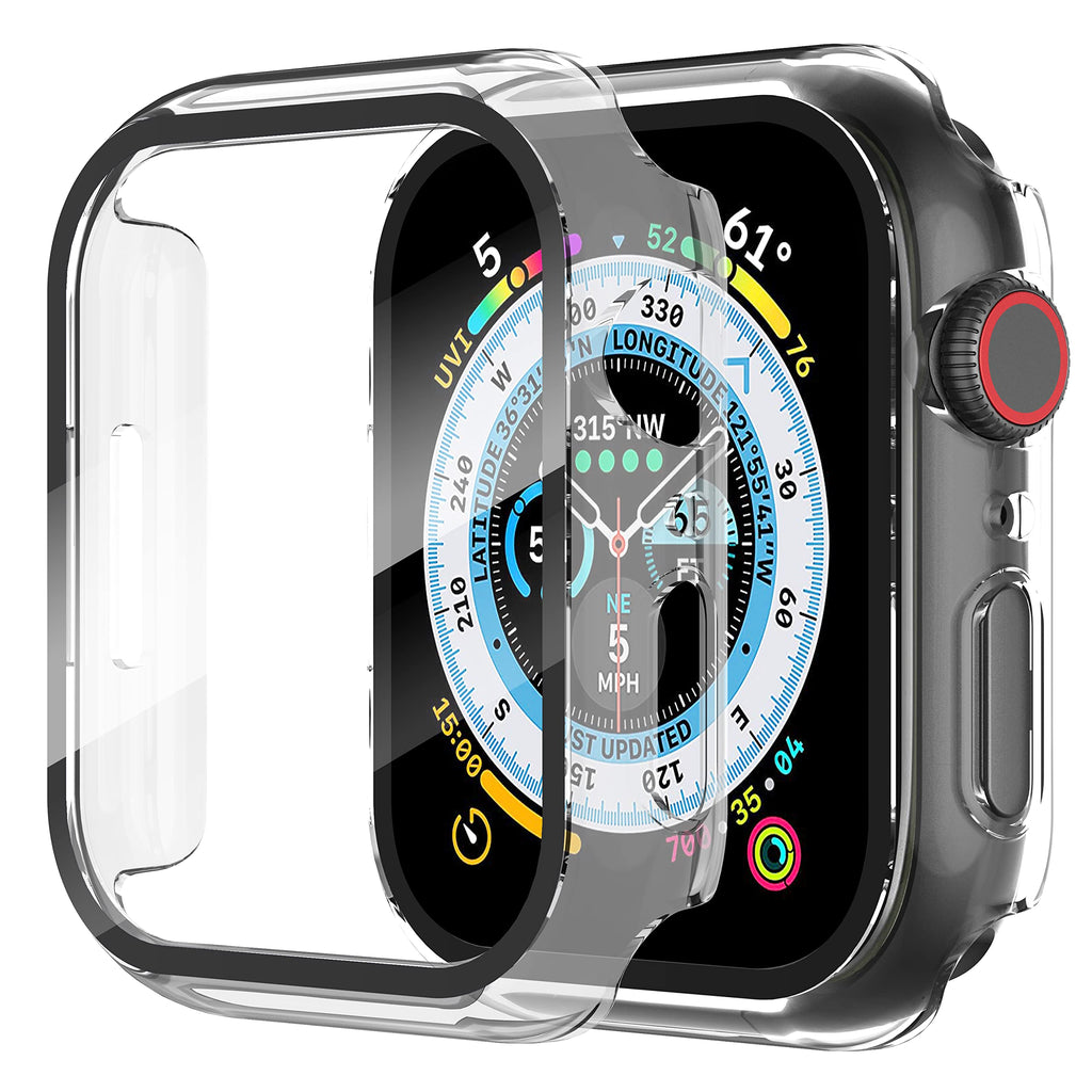 Diruite 2-Pack for Apple Watch Series 3/2/1 38mm Case, Ultra-Thin All-Around Tempered Glass Screen Protector Protection Cover for iWatch 38mm - Black