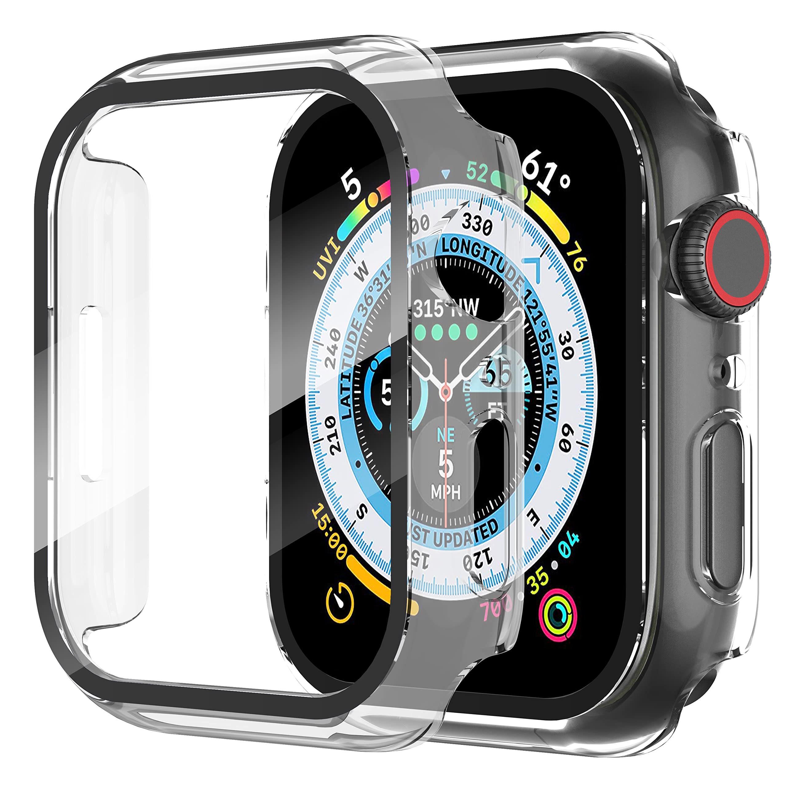 Diruite 2-Pack for Apple Watch Series 3/2/1 38mm Case, Ultra-Thin All-Around Tempered Glass Screen Protector Protection Cover for iWatch 38mm - Black