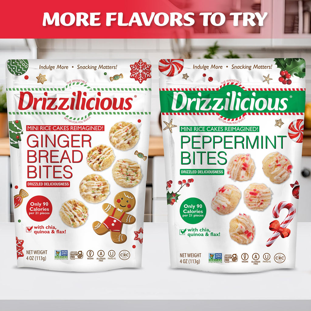 Drizzilicious Mini Flavored Rice Cakes - Rice Crisps, Healthy Snack for Adults and Kids, Vegan, Gluten Free Snack, 90 Calories Per 21 Pieces, S'mores & Cinnamon Swirl - 4 oz (Pack of 6)