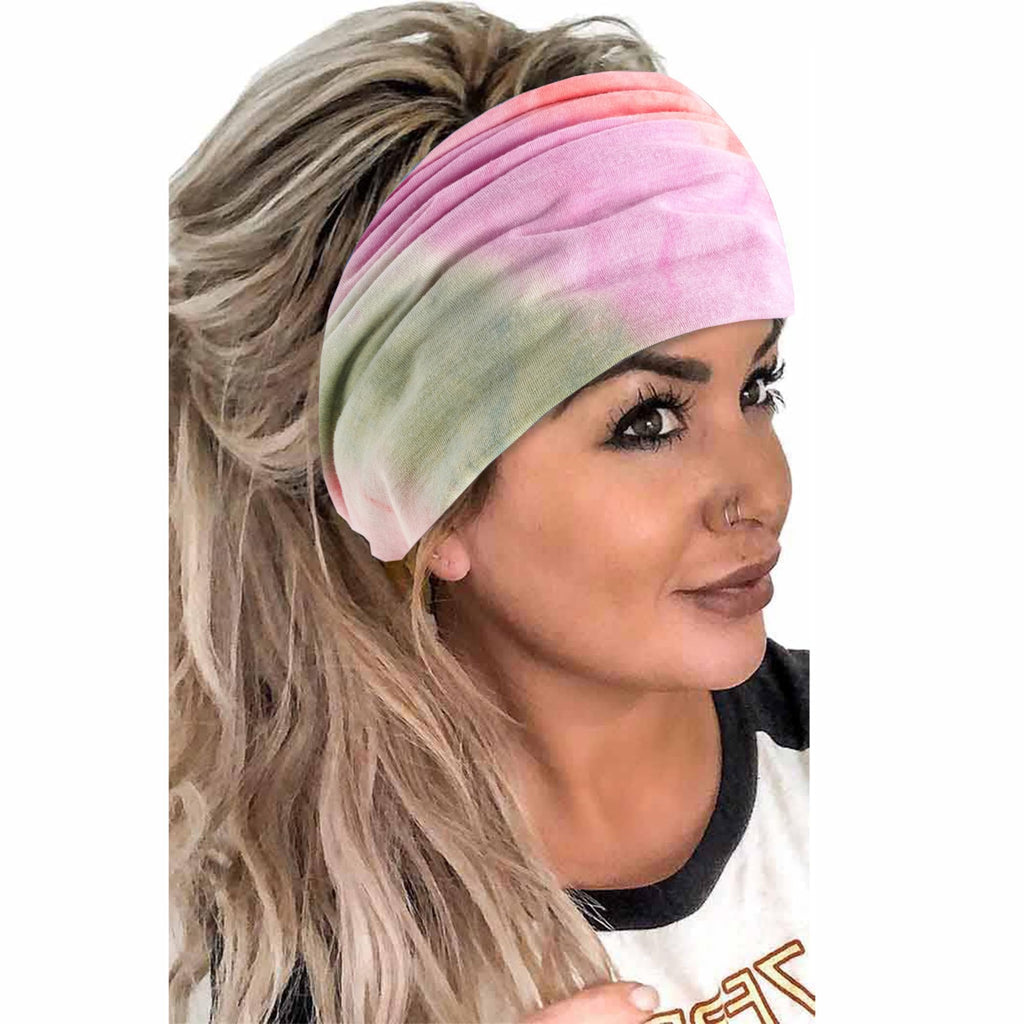 Boho Headbands For Women Fashion Stretch Wide Hair Bands Knoted Turban Head Bands Yoga Running Sweatband Elastic Headband Stylish Wrap Headbands Hair Accessories for Teen Girls 4 Pack