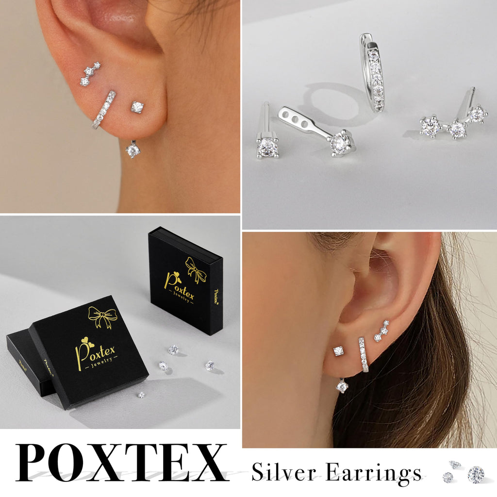 3 Pairs Dainty Small Earrings Set for Women Trendy, Birthstone Stud Huggie Hoop Jacket Stack for Cartilage Helix, Gold Plated Hypoallergenic Cute Women Fashion Accessories Western Jewelry Gifts