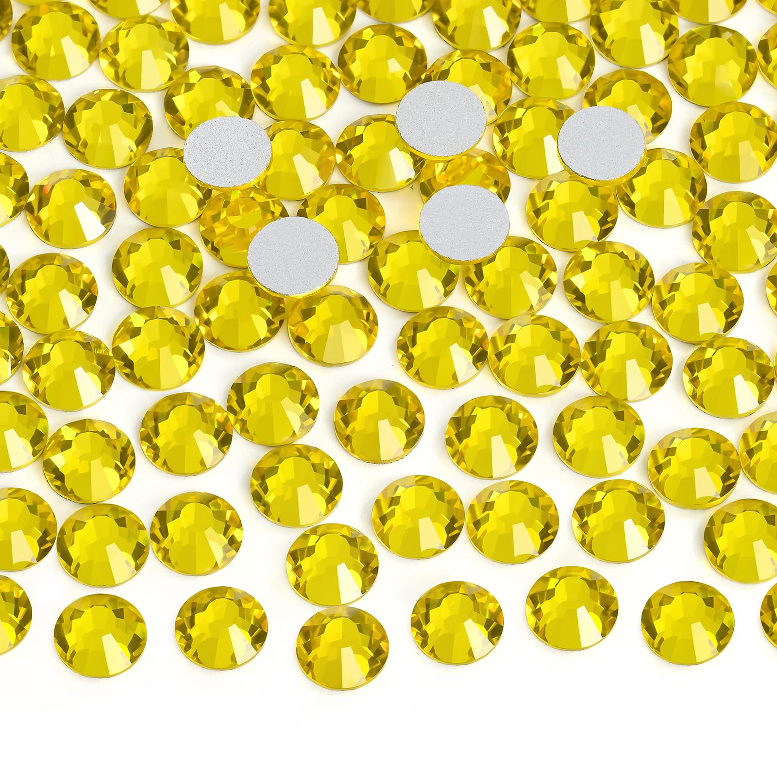 2880 Pieces Flatback Rhinestones Glue Fix Crystal Glass Diamantes Gems for Crafting Nail Art Crafts Decorations Clothes Shoes 1.4 mm (ss3, Amber)