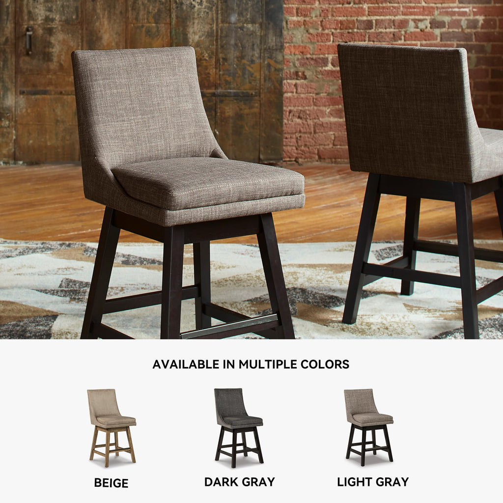 Signature Design by Ashley Tallenger Upholstered Counter Height Barstool, Set of 2, Beige