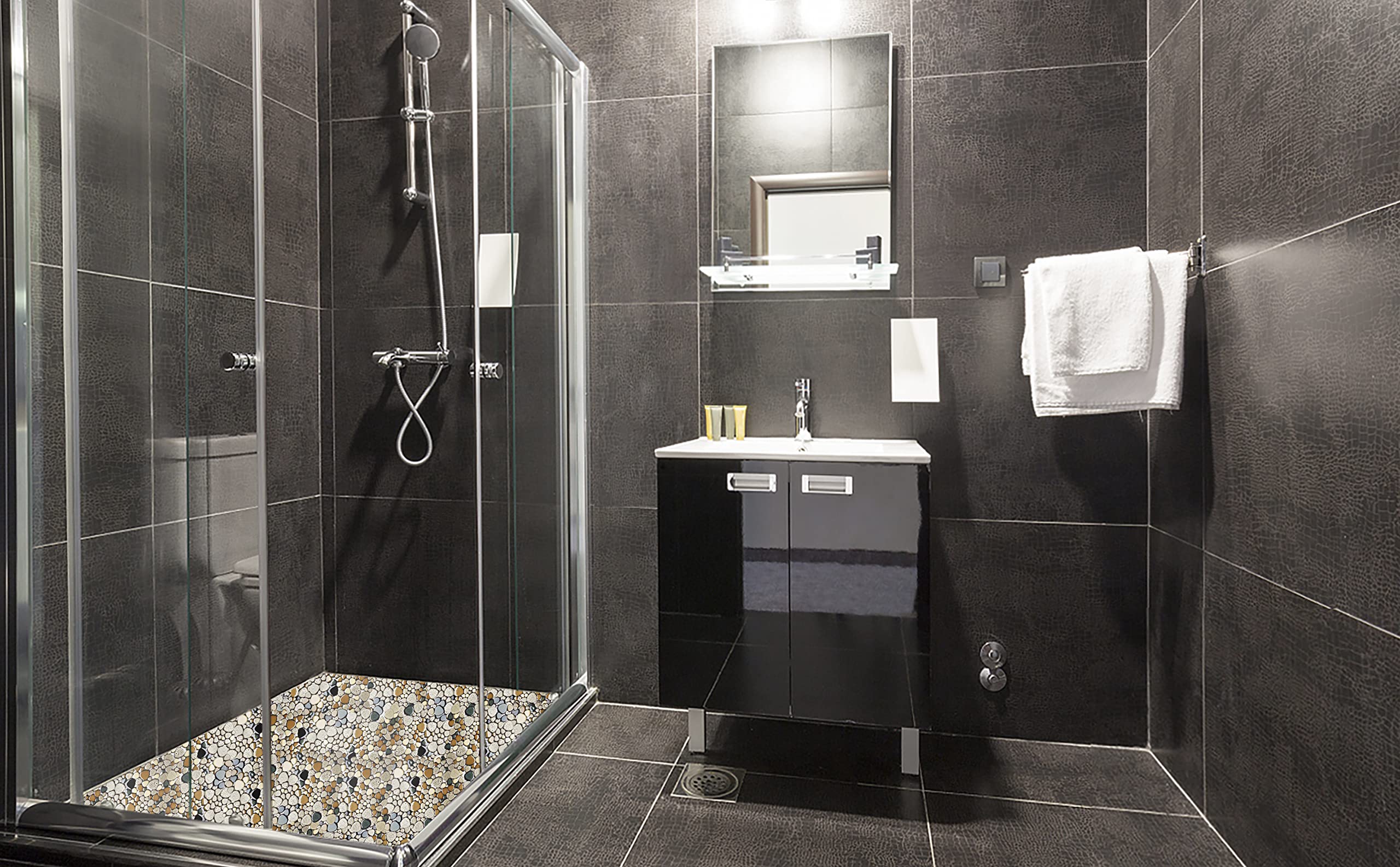 Parrotile Blue Shower Floor Pebbles Tile Bathroom Mosaic Backsplash Wall Tiles (5 Sheets)
