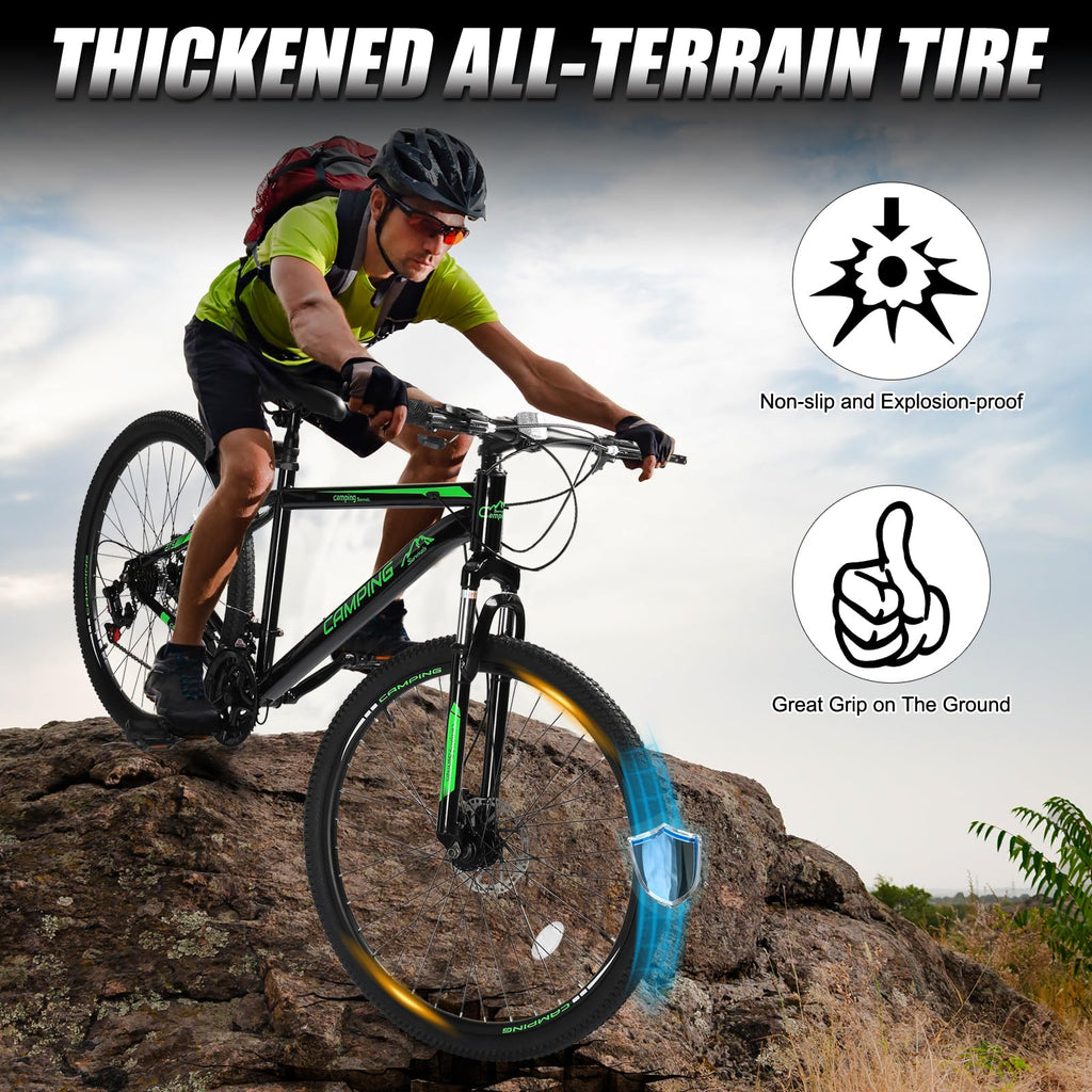Ktaxon Mountain Bike 24/26/27.5 Inch Men & Women Mountain Bike with 21-Speed Adult Bikes, Double Disc Brake, Suspension Fork and High Carbon Steel Frame